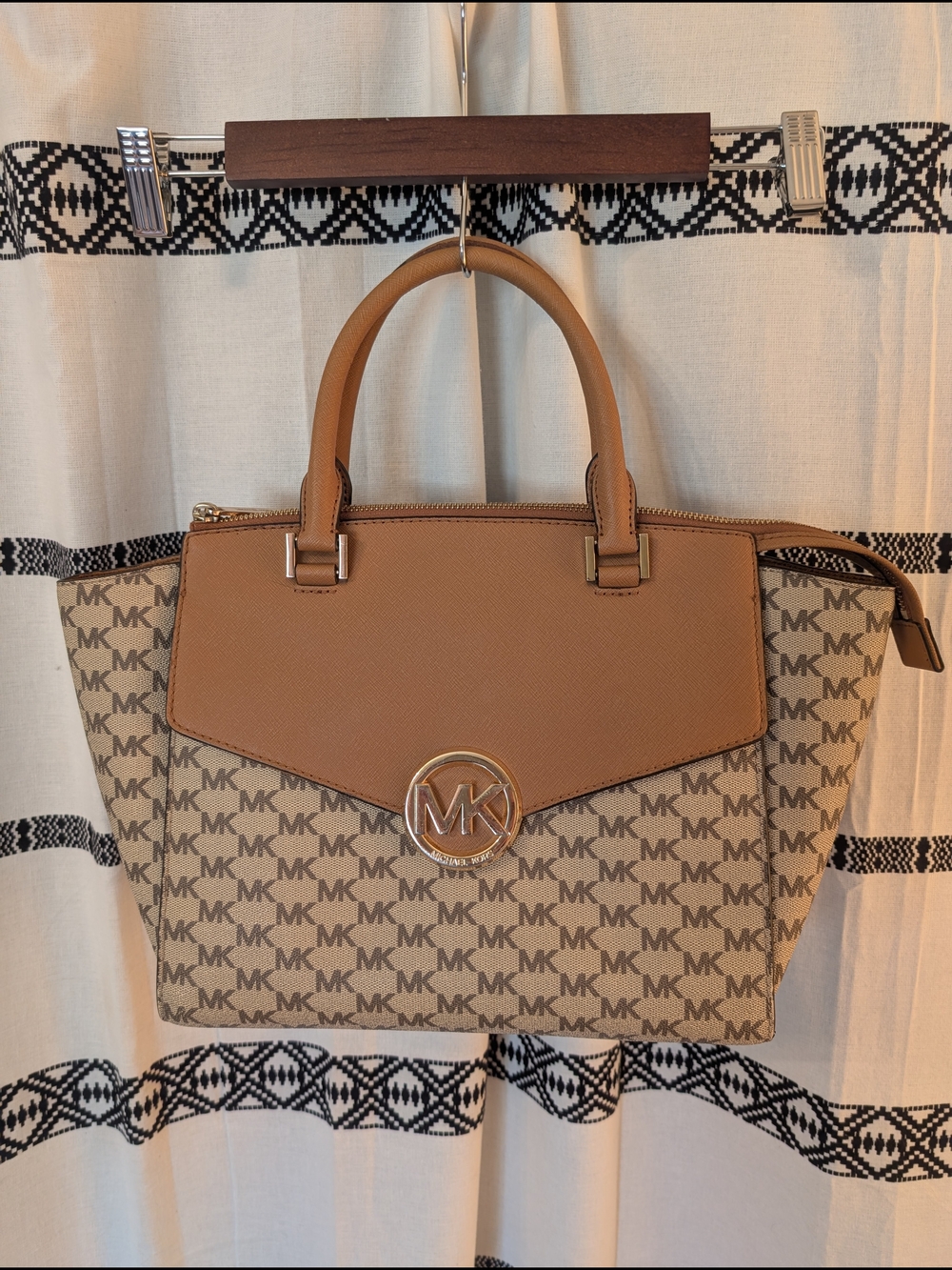 Michael Kors Tan Signature MK Logo Satchel